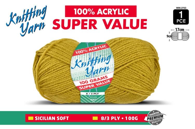 Yatsal Knitting Yarn 8 ply 100g Solid