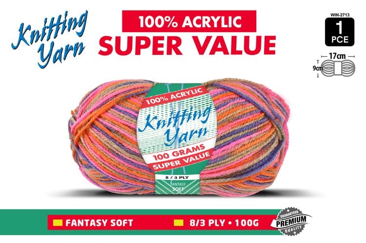 Yatsal Knitting Yarn 8 ply 100g Multicolour