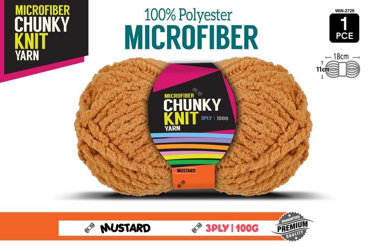 Microfibre Chunky Knit Yarn 3ply 100g