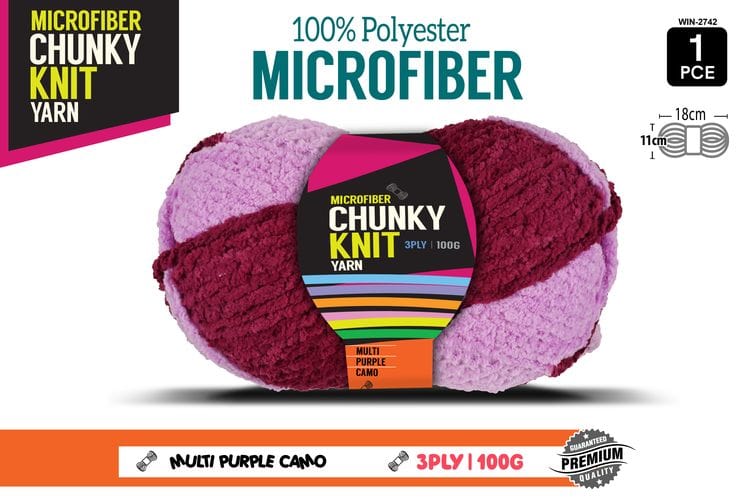Microfibre Chunky Knit Yarn 3ply 100g