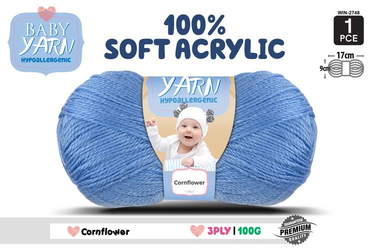Baby Yarn (Hypoallergenic)100% Soft Acrylic 3ply 100g