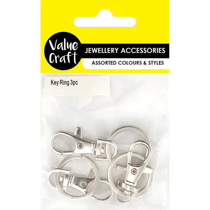 Keyring With Swivel Clasp Gold or Silver
