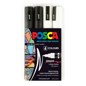 POSCA PC-5BR Brush Tip Assorted 4pc