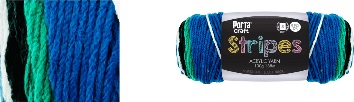 Portacraft Stripes Acrylic yarn 8ply 100g