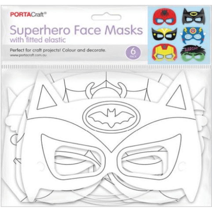 Cardstock Eye Masks Superheroes 6pce