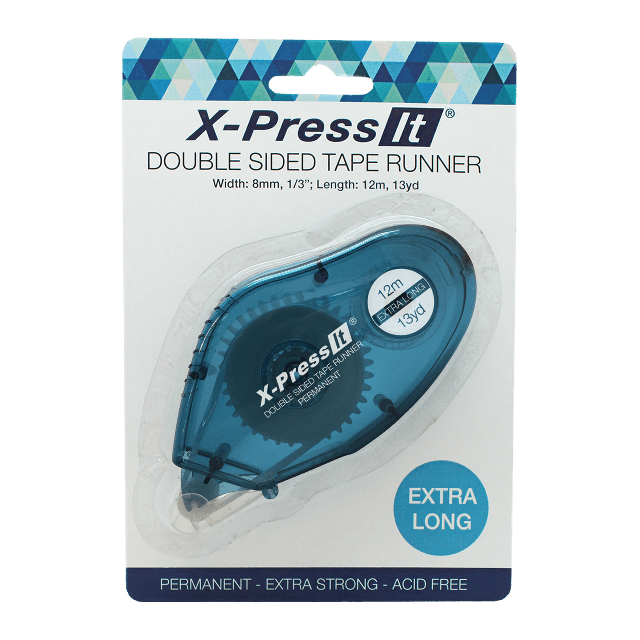 X-Press It Double Sided Tape Runner 8mm x 12m Permanent