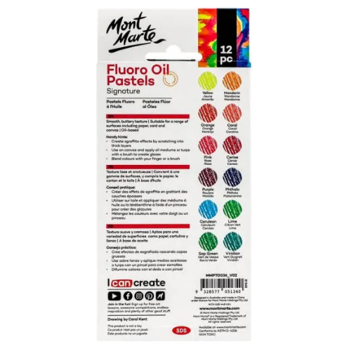 MM Fluoro Oil Pastels 12 piece - CRAFT2U