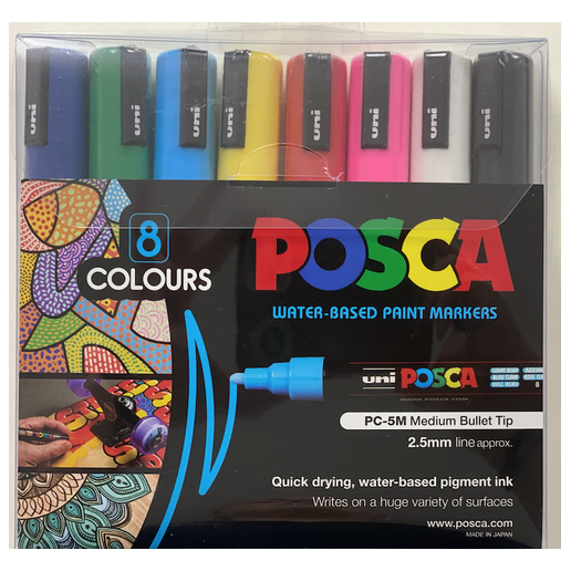 POSCA PC-5M 8pc Assorted Colours - CRAFT2U
