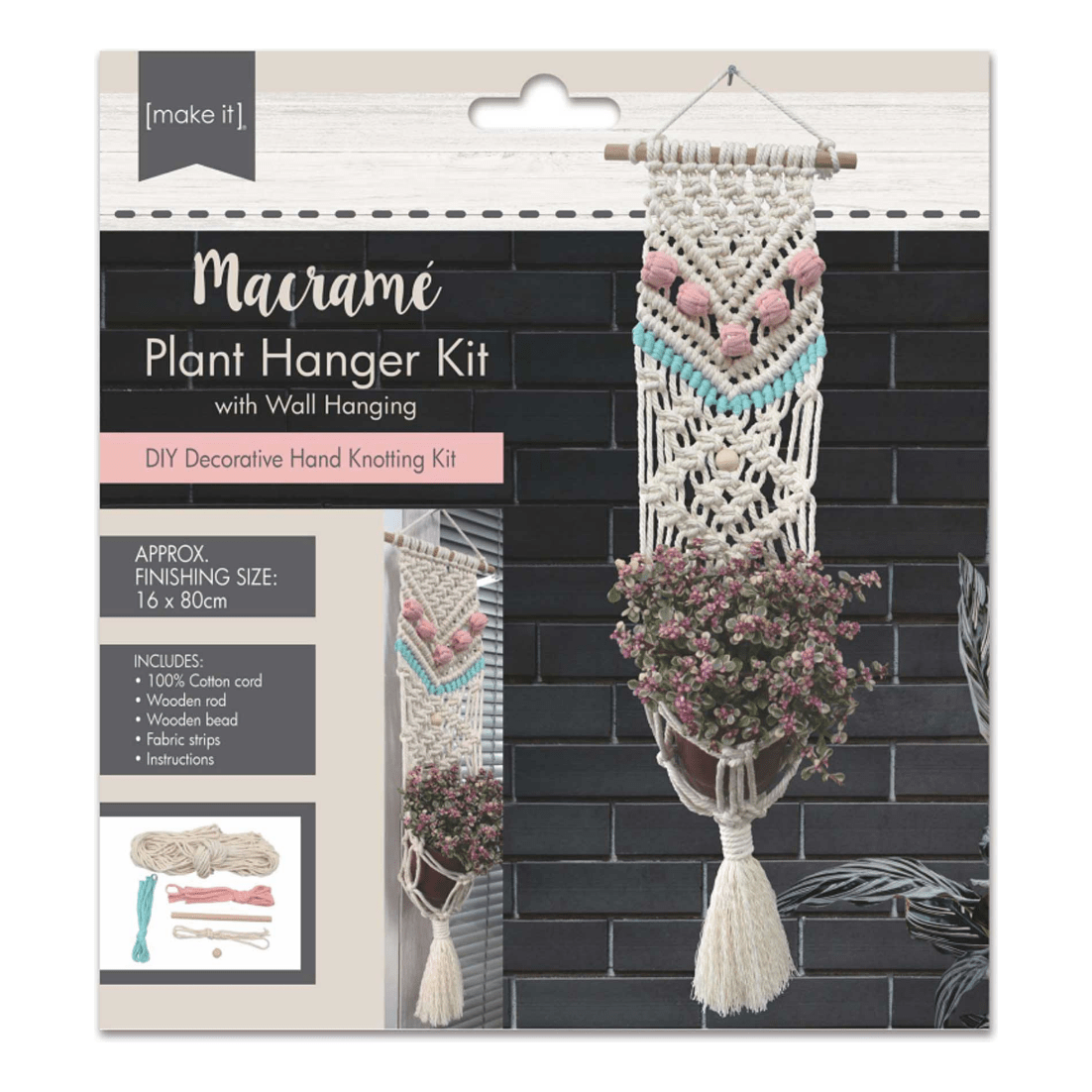 Macrame Plant Hanger Kit with Wall Hanging - Cream