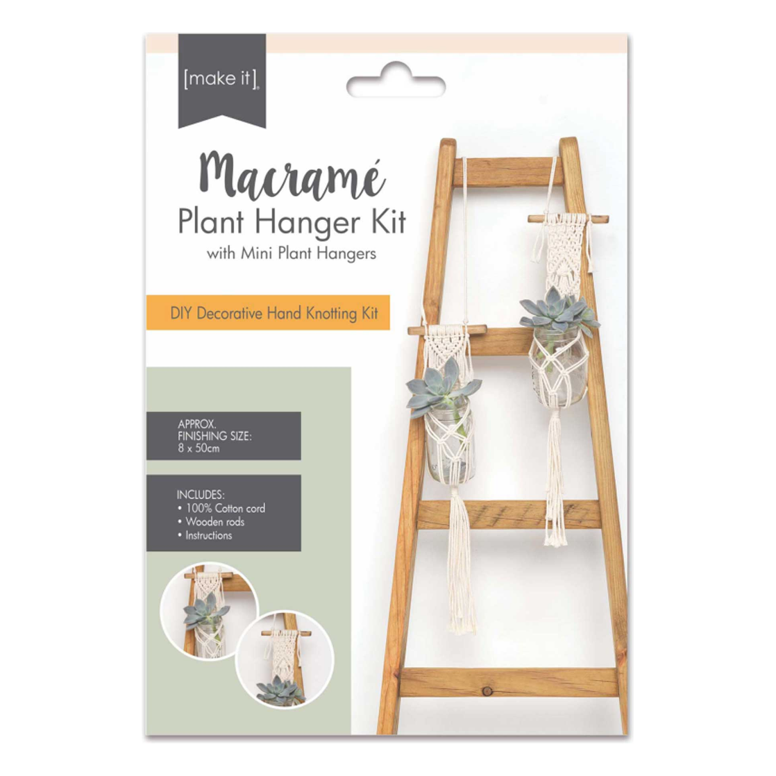 Macrame Plant Hanger Kit wtih Mini Plant Hangers - Cream