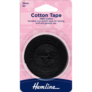 Cotton Tape Black or White (various widths) - CRAFT2U