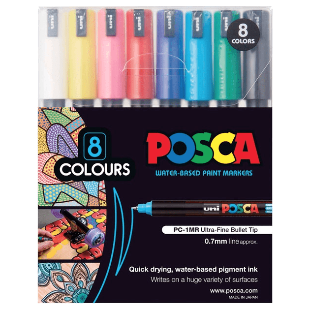 PC-1MR 8 Assorted Colours Posca Pack