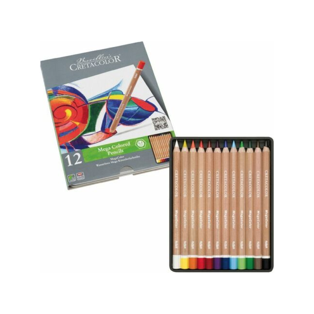 Cretacolor Mega Colored Pencils in Tin - 12pce - CRAFT2U