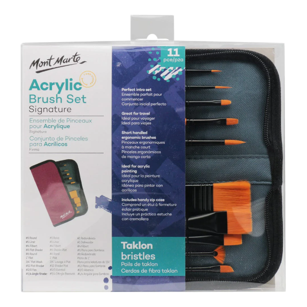 Taklon Brush Set in Wallet 11pce - Acrylic - CRAFT2U