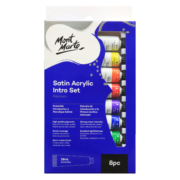 Satin Acrylic Semi Matte Intro Set 8pce x 18ml - CRAFT2U