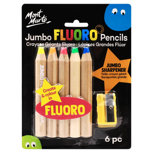 Jumbo Neon Pencils with Sharpener 6 Piece - CRAFT2U