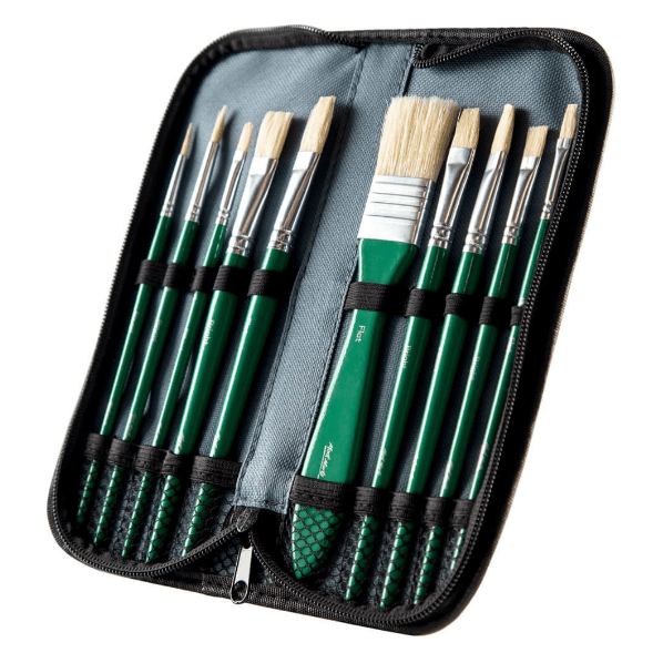 Hog Bristle Brush Set in Wallet 11pce - Oil - CRAFT2U