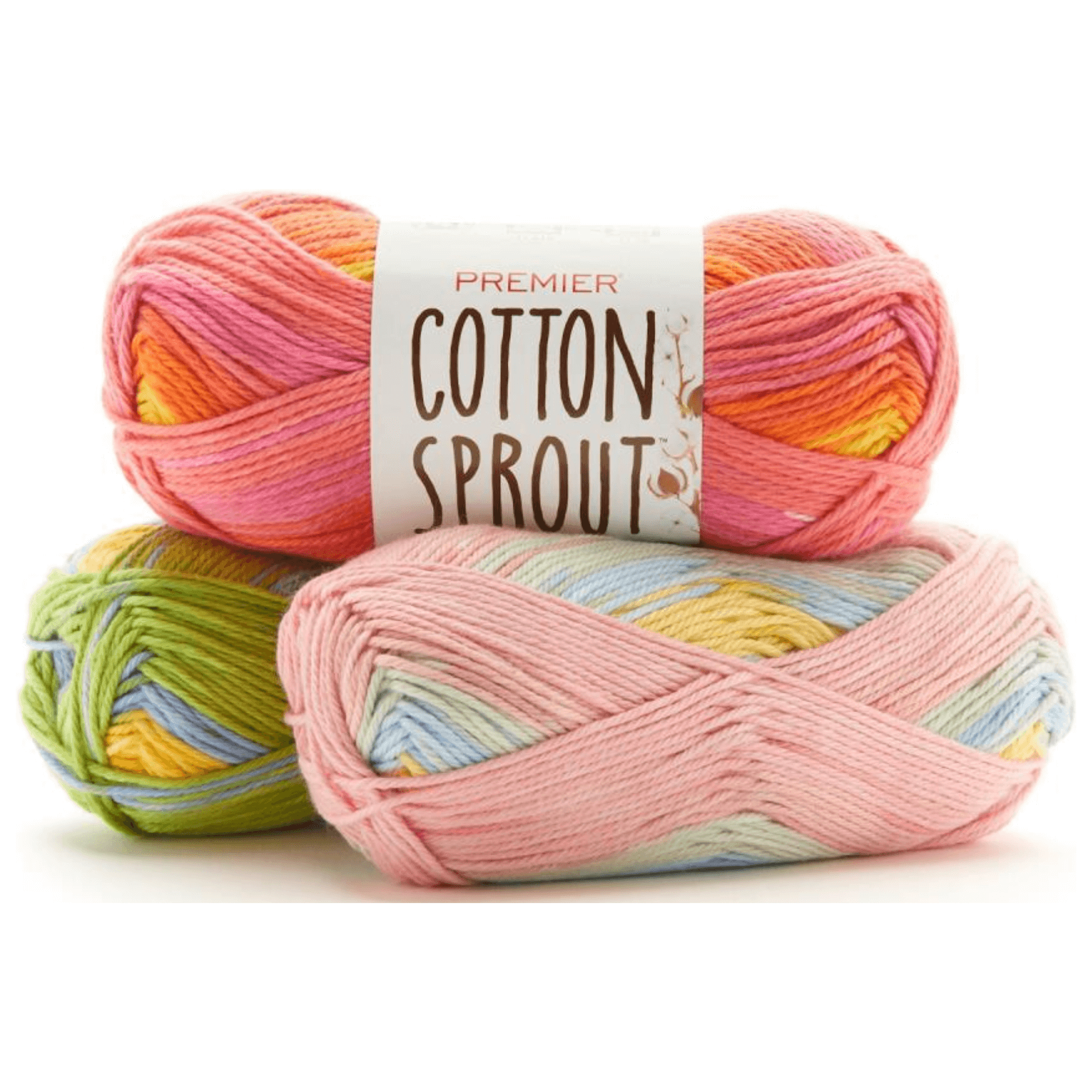 Premier Cotton Sprout Worsted Multi Yarn Sold As A 3 Pack