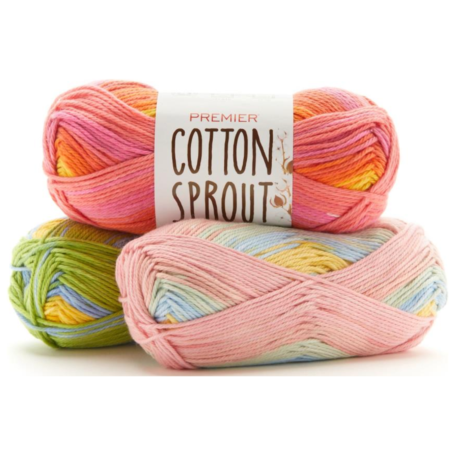 Premier Cotton Sprout Worsted Multi Yarn  ( 6 Colours ) - CRAFT2U
