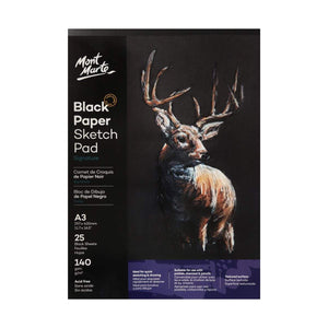 Black Paper Sketch Pad 140gsm 25 Sheet (Available in A3,A4 and A5) - CRAFT2U