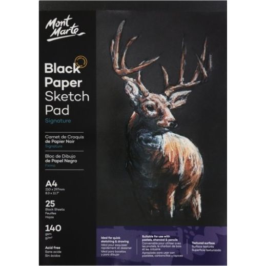 Black Paper Sketch Pad 140gsm 25 Sheet (Available in A4 and A5) - CRAFT2U