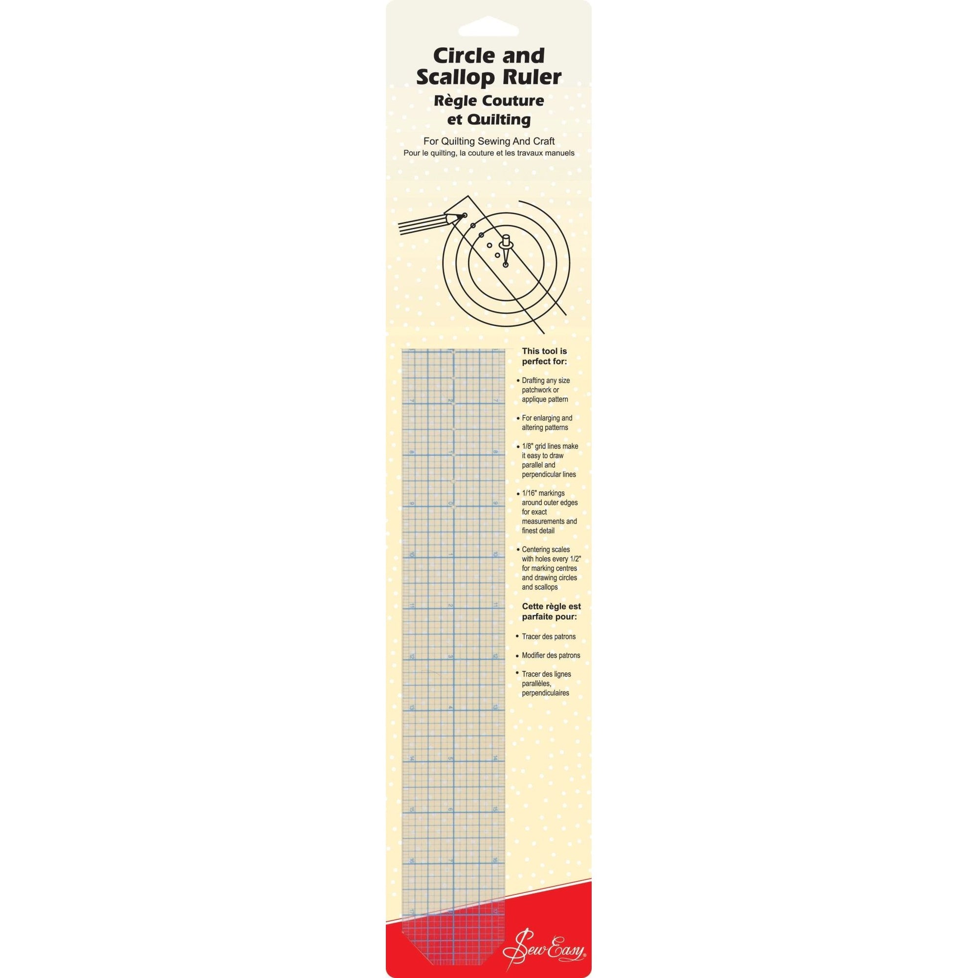Circle & Scallop Ruler - Sew Easy - CRAFT2U