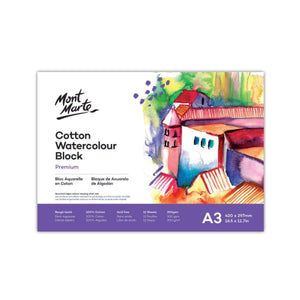 Cotton Watercolour Block 12 sheets 300gsm (3sizes) - CRAFT2U