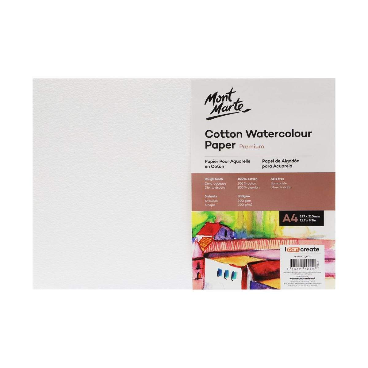 Cotton Watercolour Paper Premium 300gsm 5 sheets (2 sizes) - CRAFT2U