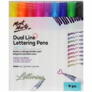 Dual Line Lettering Pens 1mm Tip 9pc