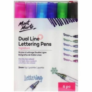 Dual Line Lettering Pens 2mm Tip 6pc