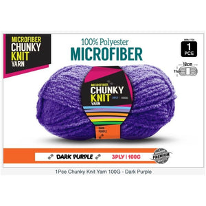 Microfibre Chunky Knit Yarn 3ply 100g (35 colours available) - CRAFT2U