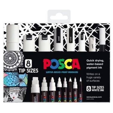 POSCA 8 Tip Sizes in White Ink Only