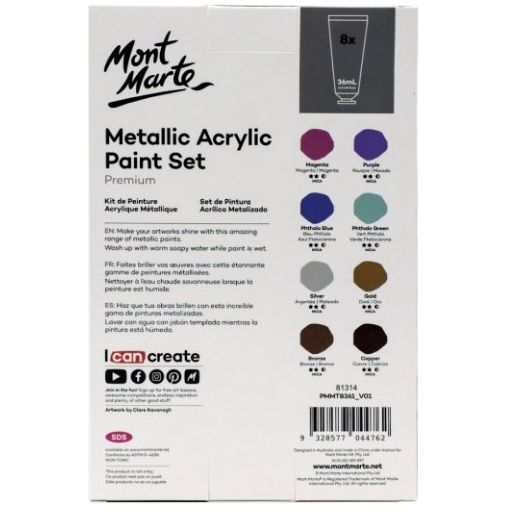 Premium Metallic Acrylic Paint Set 8pc x 36ml (1.2oz) - CRAFT2U