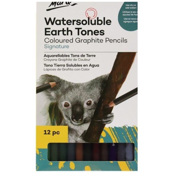 Signature Watersoluble Earth Tones Coloured Graphite Pencils 12pc - CRAFT2U
