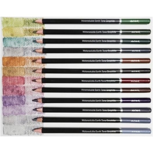 Watersoluble Earth Tones Coloured Graphite Pencils 12pc
