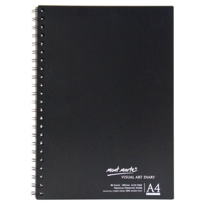 Visual Art Diary Black 140gsm A4 80 Page