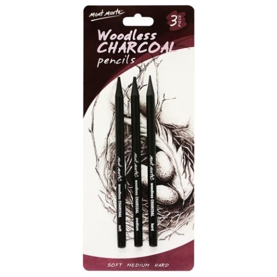 Woodless Charcoal Pencils 3pce - CRAFT2U